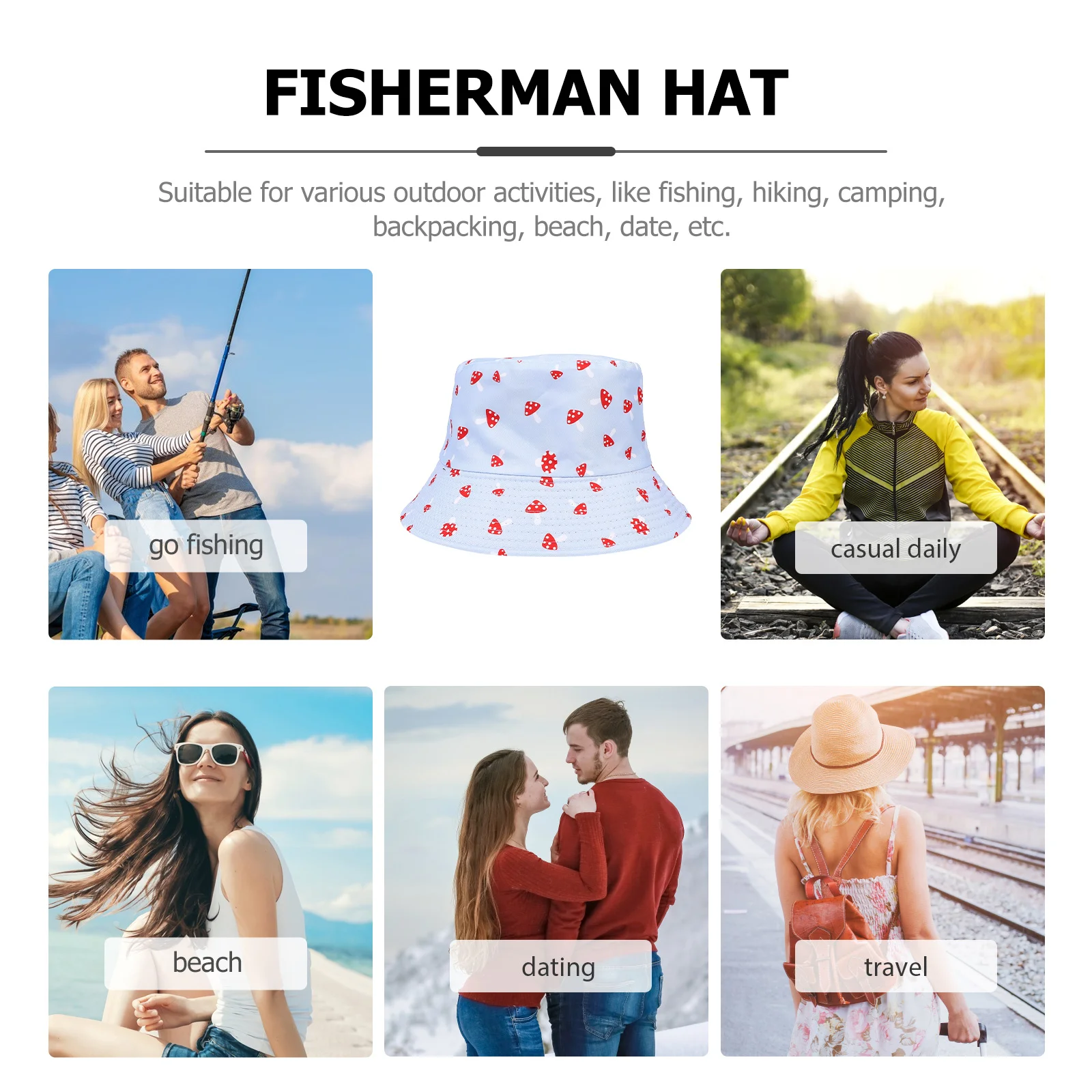 قبعة الفطر اللطيفة للصيف للحماية من الشمس من القطن، قبعة شاطئ عصرية للنساء، قبعات صيفية للأنشطة الخارجية #2