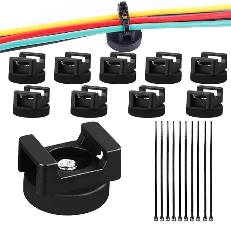 Cable Clips Magnetic Wire Management Clips Electrical Supplies Organizer With Nylon Zip Ties For Garages Workshops Toolbox