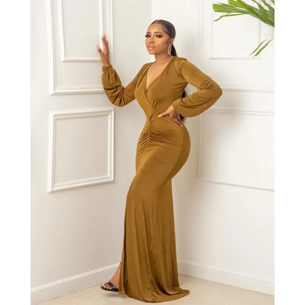 فستان عيد ميلاد XIZOU للنساء فساتين طويلة الأكمام طويلة فساتين سهرة أنيقة فساتين الحفلات للنساء ملابس 2024