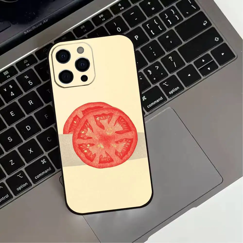 V-Vegetables Fruits Tomatoes   Phone Case For iPhone 17,16,15,14,13,12,11 Plus,Pro Max,XS,Soft Silicone Black Cover