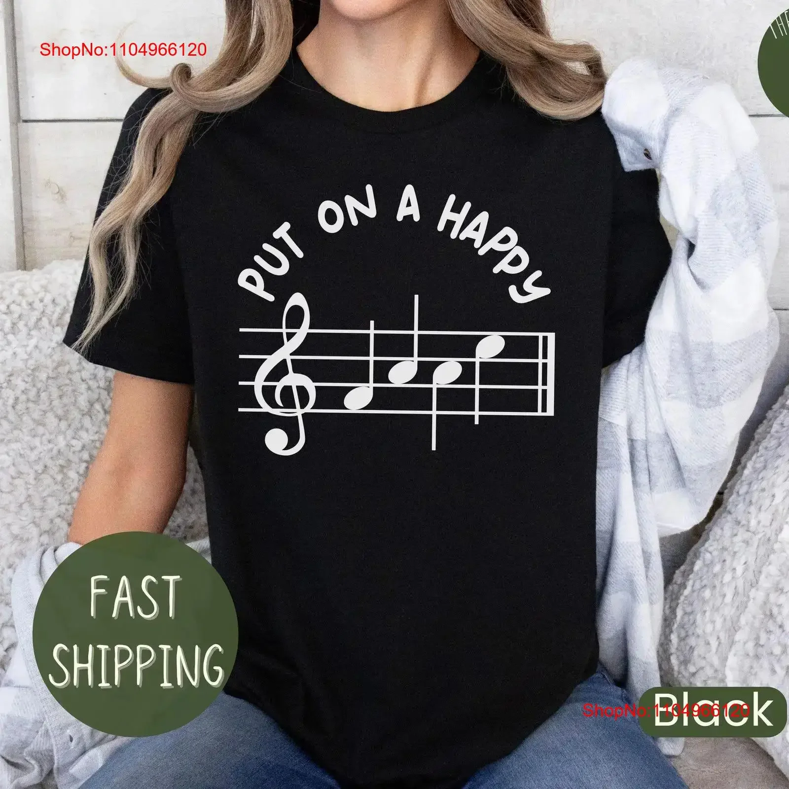 

Musical Note T Shirt Music Lover s Teacher for Musician Put on A Happy vintage Washed Slightly fashion Unisex Stretched