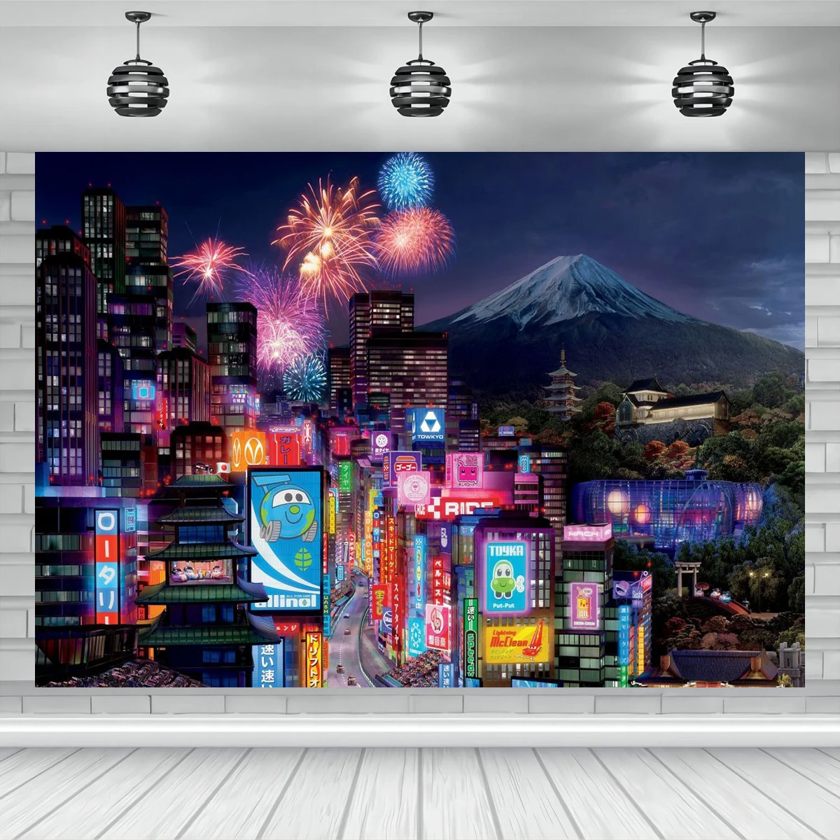 

Vinyl Japanese Culture Tokyo City Backdrop Sushi Restaurant Decoration Festival Theme Photography Carp Flag Room Wall Banner