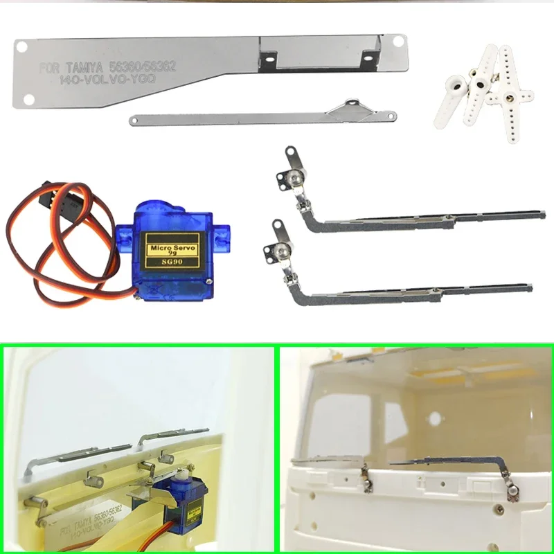 1 zestaw imitacja metalu srebrnej wycieraczki do 1/14 Tamiya zdalnie sterowana ciężarówka samochodu Volvo FH16 56360 56362 Diy części zabawki