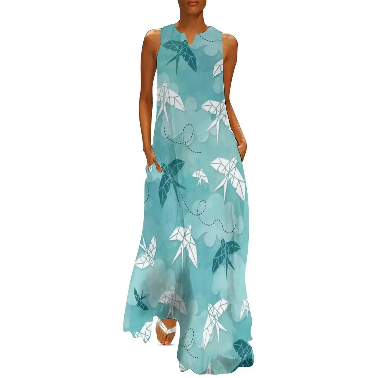 

Origami Swallow in turquoise Long Dress dress for women elegant guest wedding dress cocktail dresses