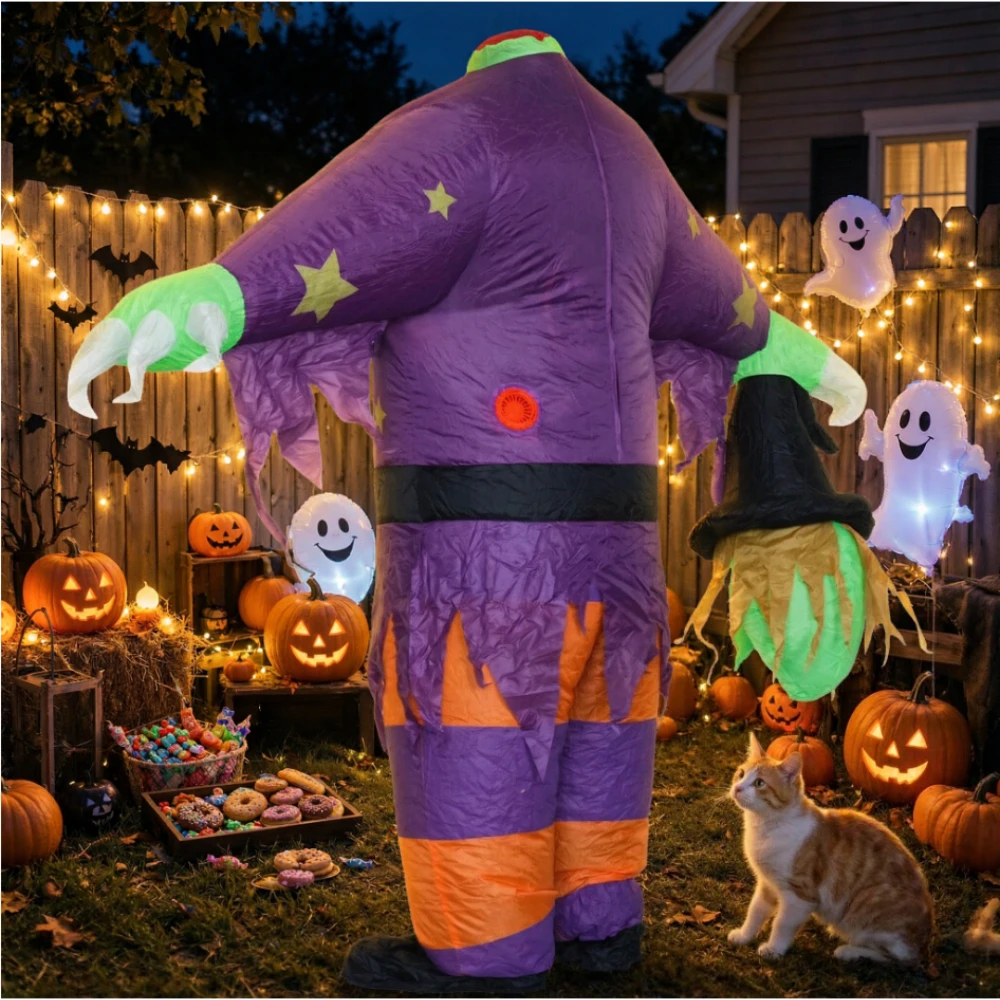 1Pc Spooky Headless Witch Inflatable Suit, Unisex Adult Fancy Outfit, Great for Horror Party, Carnival Parade & Cosplay Events view 6