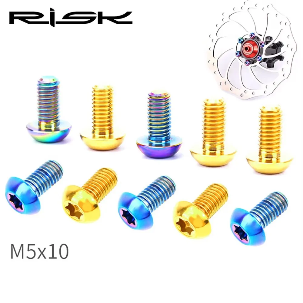 RISK T25 M5x10mm Disc Brake Fixing Screws, Mountain Bike Titanium Alloy, Disc Brake Fixing Bolts ,Bicycle Accessories