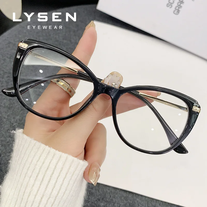 نظارات قراءة عصرية جديدة من LYSEN بإطار كبير على شكل عين القطة وصفة طبية مخصصة نظارات قصر النظر لحجب الضوء الأزرق التقدمي #6
