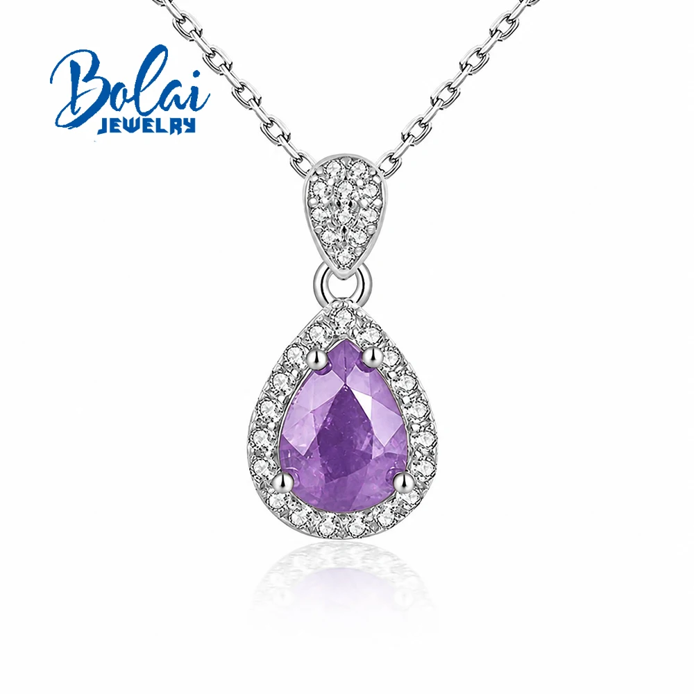 Light Luxury February Birthstone Natural Brazil Amethyst S925 Silver Pendant Necklace Fashion Birthday Gifts For Women And Girls