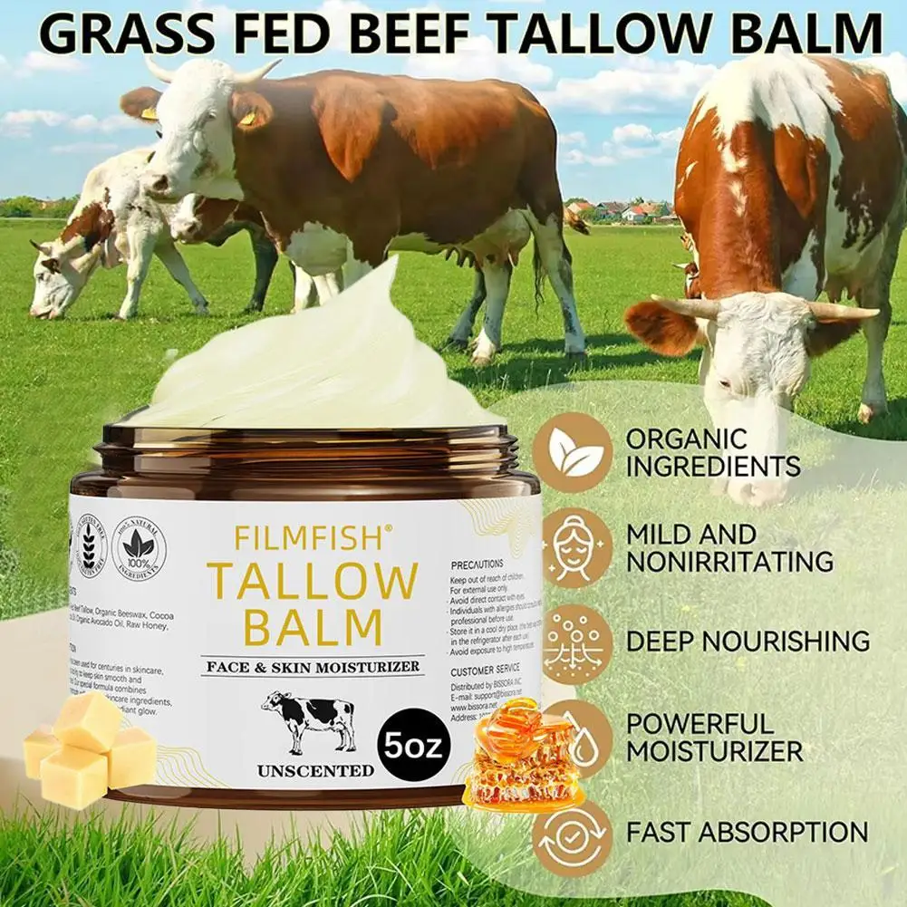 

New 50g Beef Tallow Honey Balm Moisturizing Hydrating Face Cream Body Lotion Fades Fine Lines Tighten Soothen Brightening