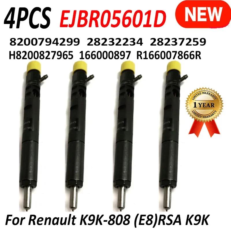 4 PCS Diesel Common Rail Fuel Injector 28237259 EJBR05601D 166000897R H8200827965 28232234 For Nissan Dacia Renault 1.5 DCI