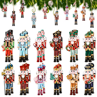 Nutcracker Puppet Soldier Ornament Doll Hanging Merry Christmas Decor Creative Gift Wooden Handicrafts Desktop Funny Ornaments