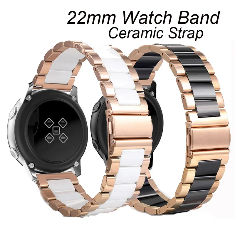 22mm Metal Ceramic Bracelet For Samsung Watch 3 45 46mm S3 WatchBand For Amazfit GTR4 3 2e Bip 5 Strap Forerunner 745 255 265 96