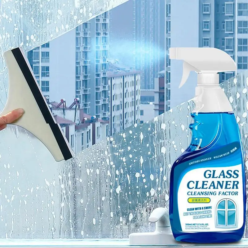 

Car Glass Cleaner Spray Powerful Bathroom Glass Descaling Solution For Household Window Shower Room Bathroom Glass Stain Remover