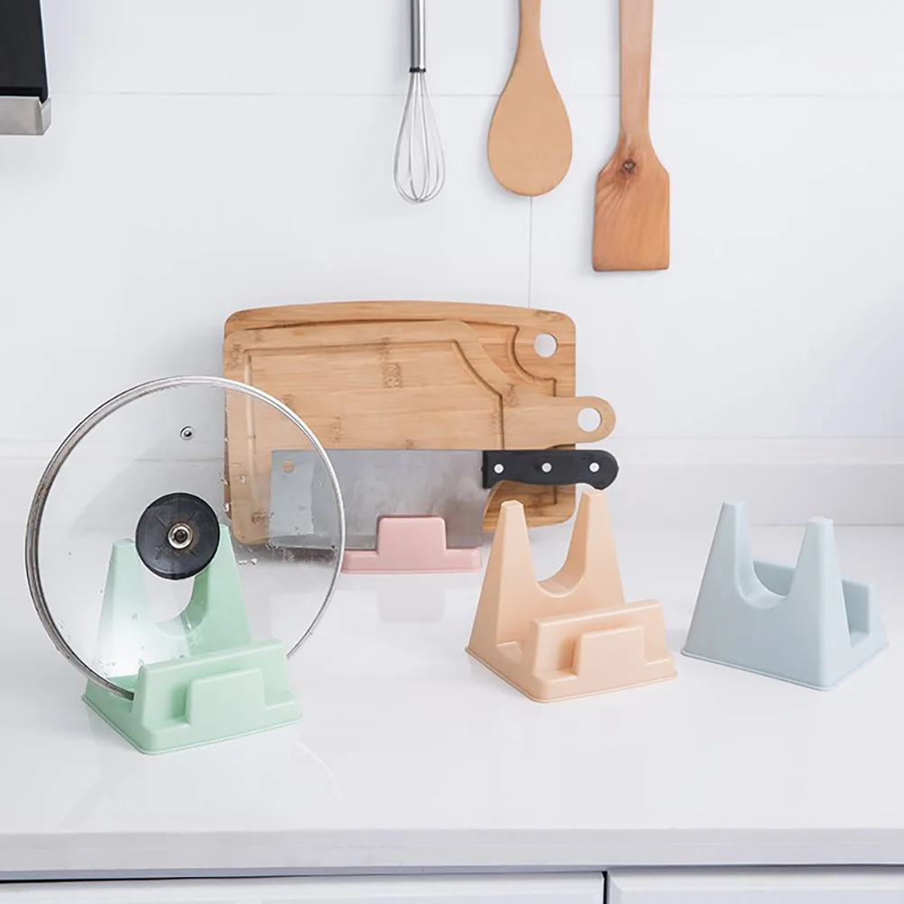 

2Pcs Plastic Pot Lid Holder Pan Cover Shelf -Shaped Groove Sturdy Storage for Cutting Board Use