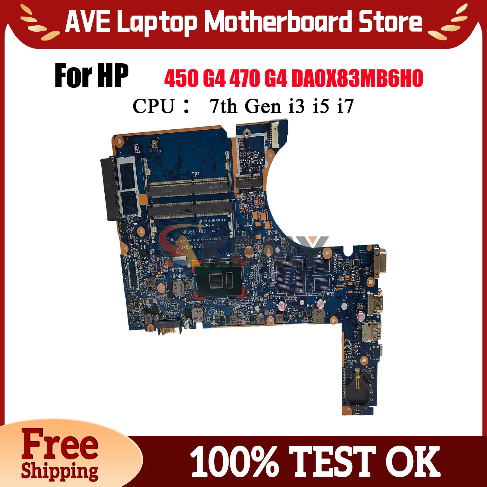 

DA0X83MB6H0 Материнская плата для ноутбука HP ProBook 450 G4 с процессором i3 i5 i7 DDR4 907700-001 907700-601 100% полностью протестирована