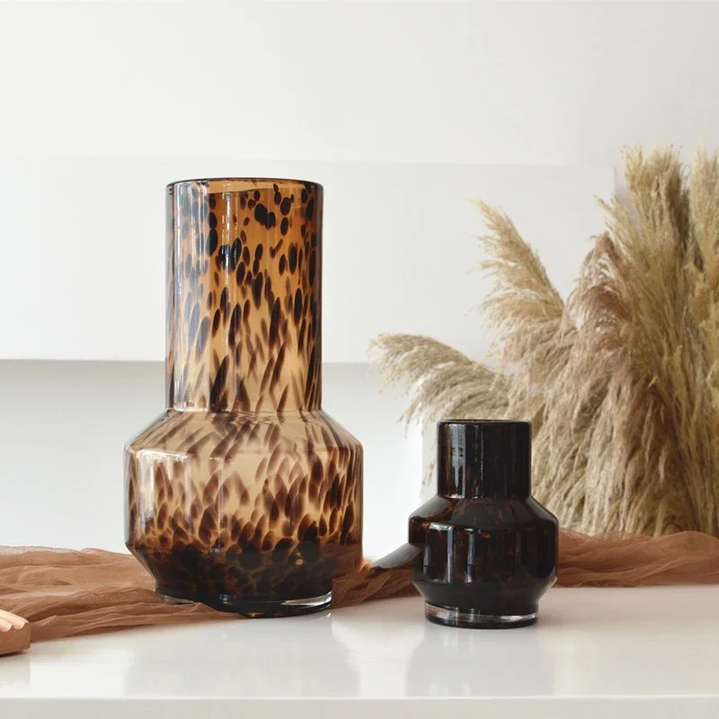 Vintage Amber Vase Spotted Decorative Vases Desktop Ornaments Home Decor Living Room Crafts Decoration Flower Pot Вазадекор