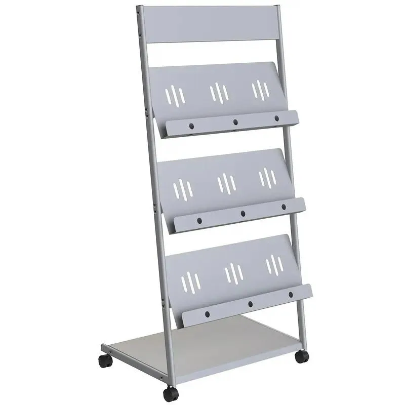 Metal Floor Magazine Shelf Bookshelf Book Display Rack Storage Organizer for Home Office Library Poster Stand