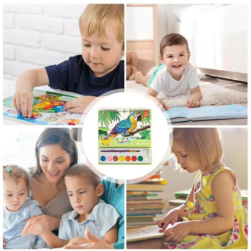 Aquarel Verfsets Voor Kinderen 24 Pagina 'S Waterkleuren Verf Kinderen 8 Kleuren Reisfeest Kunst En Handwerkkits Met Borstel Voor Kinderen