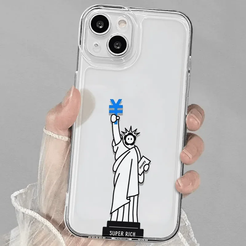 مضحك نمط المال بسيط قضية الهاتف آيفون 16 15 14 13 12 11 برو ماكس 16e MINI XR XS ماكس 7 8 زائد Y2K للصدمات غطاء ناعم