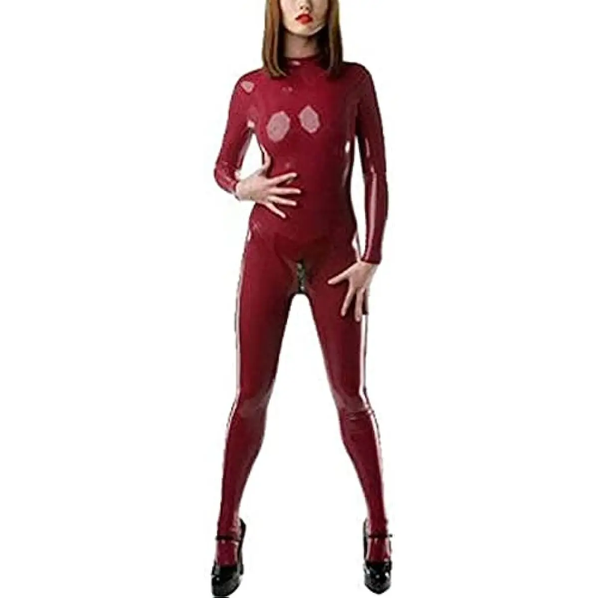 

Latex Bodysuit with Socks Unique Club Wear Rubber Catsuit Gummi with Back Crotch Zipper,Customize