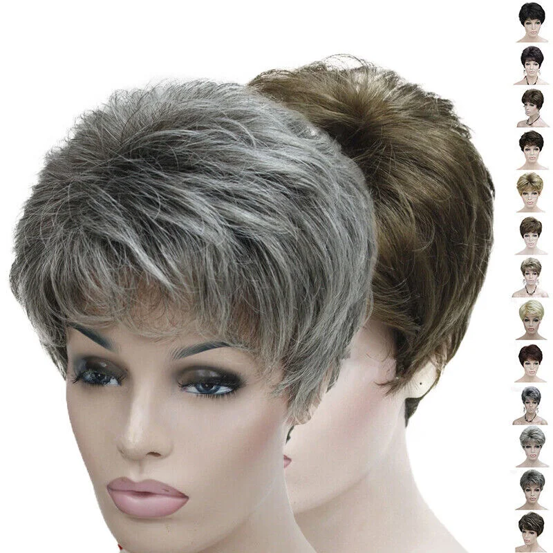 

Women's Short Curly Wig Brown Blonde Ladies Wavy Hair Wigs