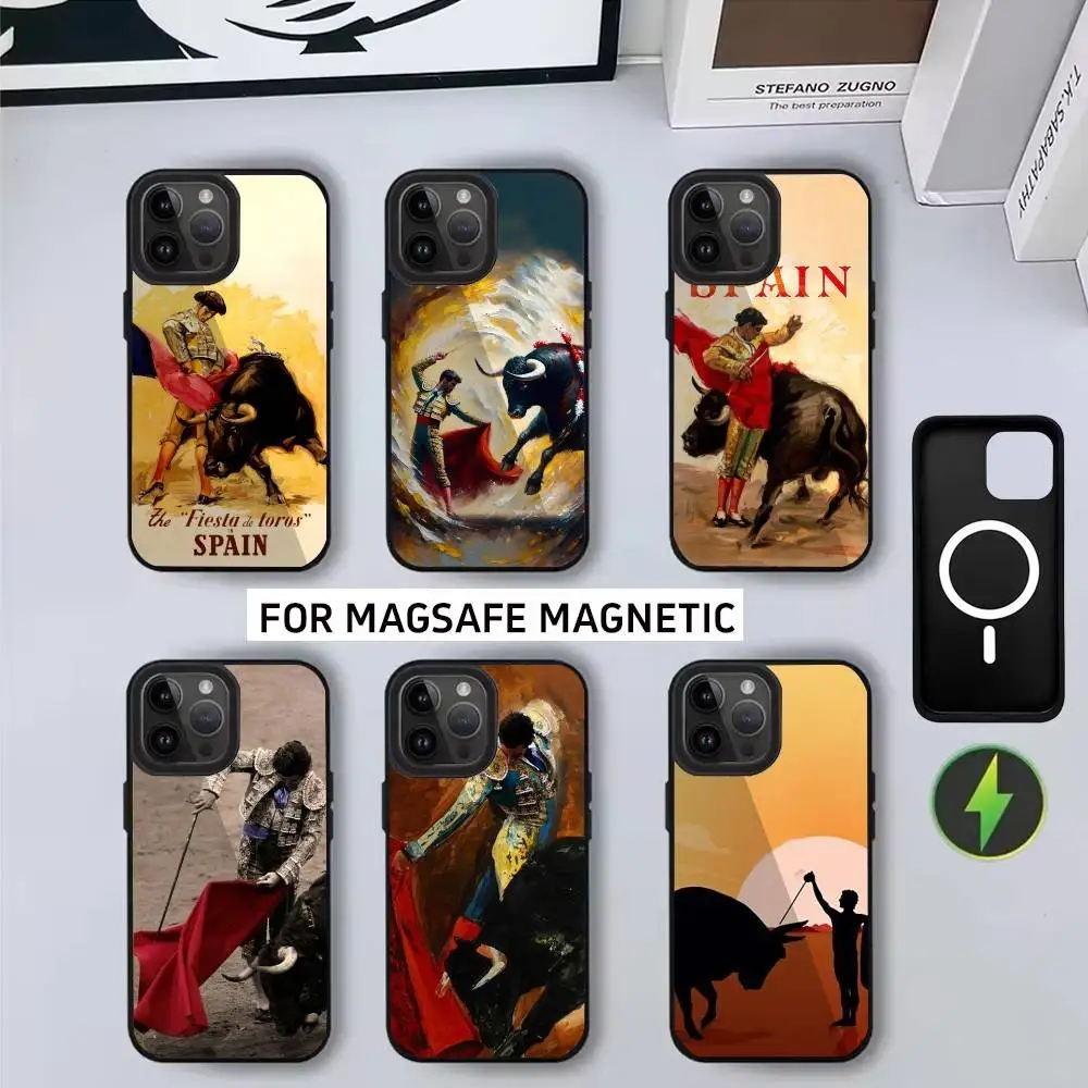 

S-Spanish b-bullfighting cow Phone Case For iPhone17,16,15,14,13,12,11 Plus,Pro Magnetic with Magsafe Wireless Charging