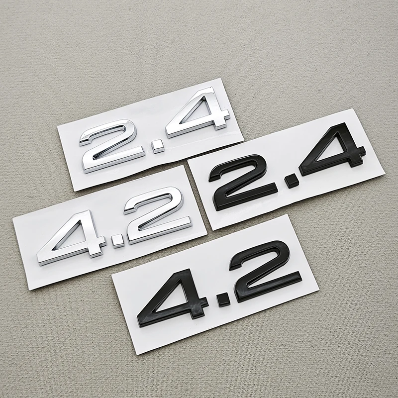 Naklejki samochodowe 3D ABS chromowane czarne litery logo TDI 2.4 4.2, emblemat na tylną klapę bagażnika, naklejki na Audi A4 A6 A8 Q5 Q7, akcesoria