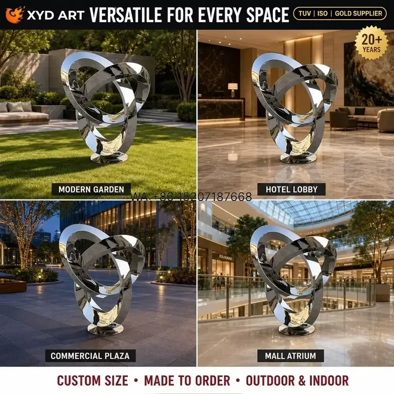 Wmwmnu Custom 304 Stainless Steel Mirror Polished Mobius Strip Abstract Sculpture for Hotel Lobby Indoor Luxury Modern Art