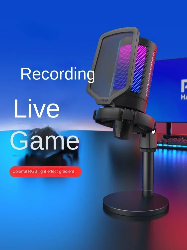 Microphone Mobile Computer Desktop Notebook Recording Dubbing RGB Microphone Game Voice Live A6