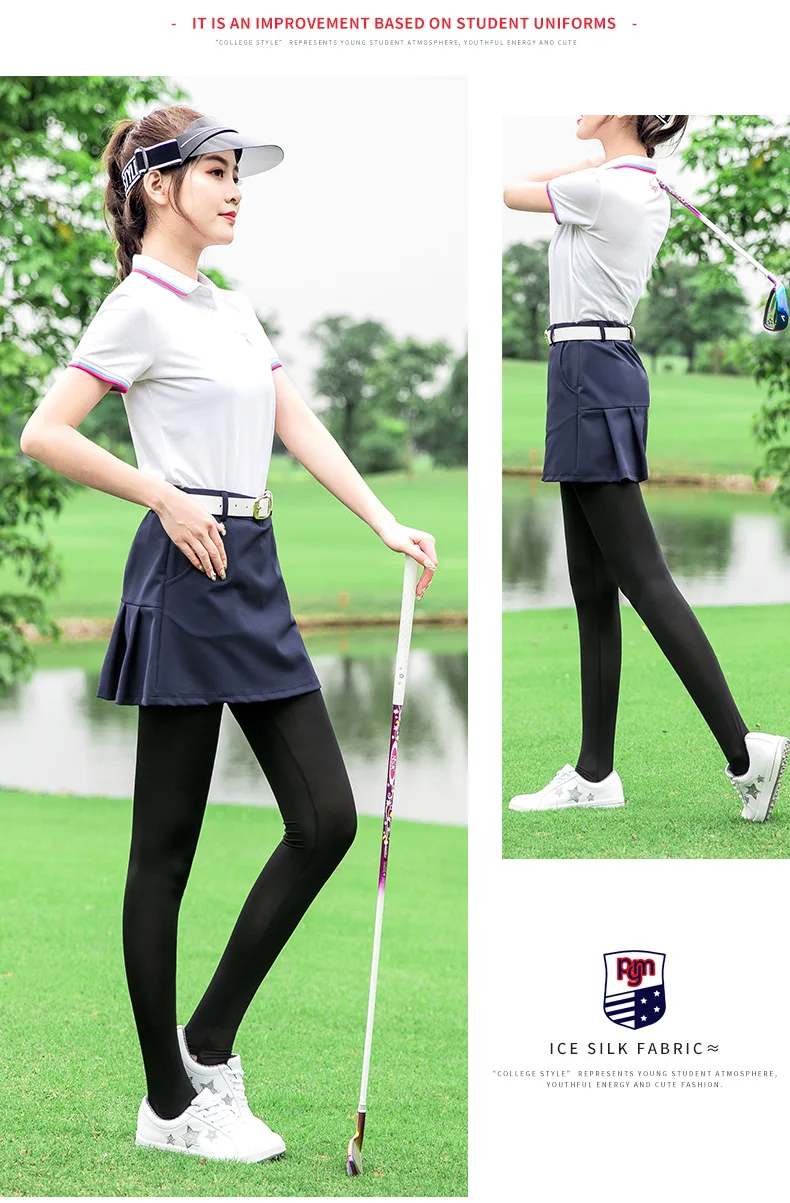 Translucent Elastic Leggings for Women, Slim Fitting, Sun Protection Pants, Golf Clothing, Ice Silk, Stepping Socks, Pencil Pant