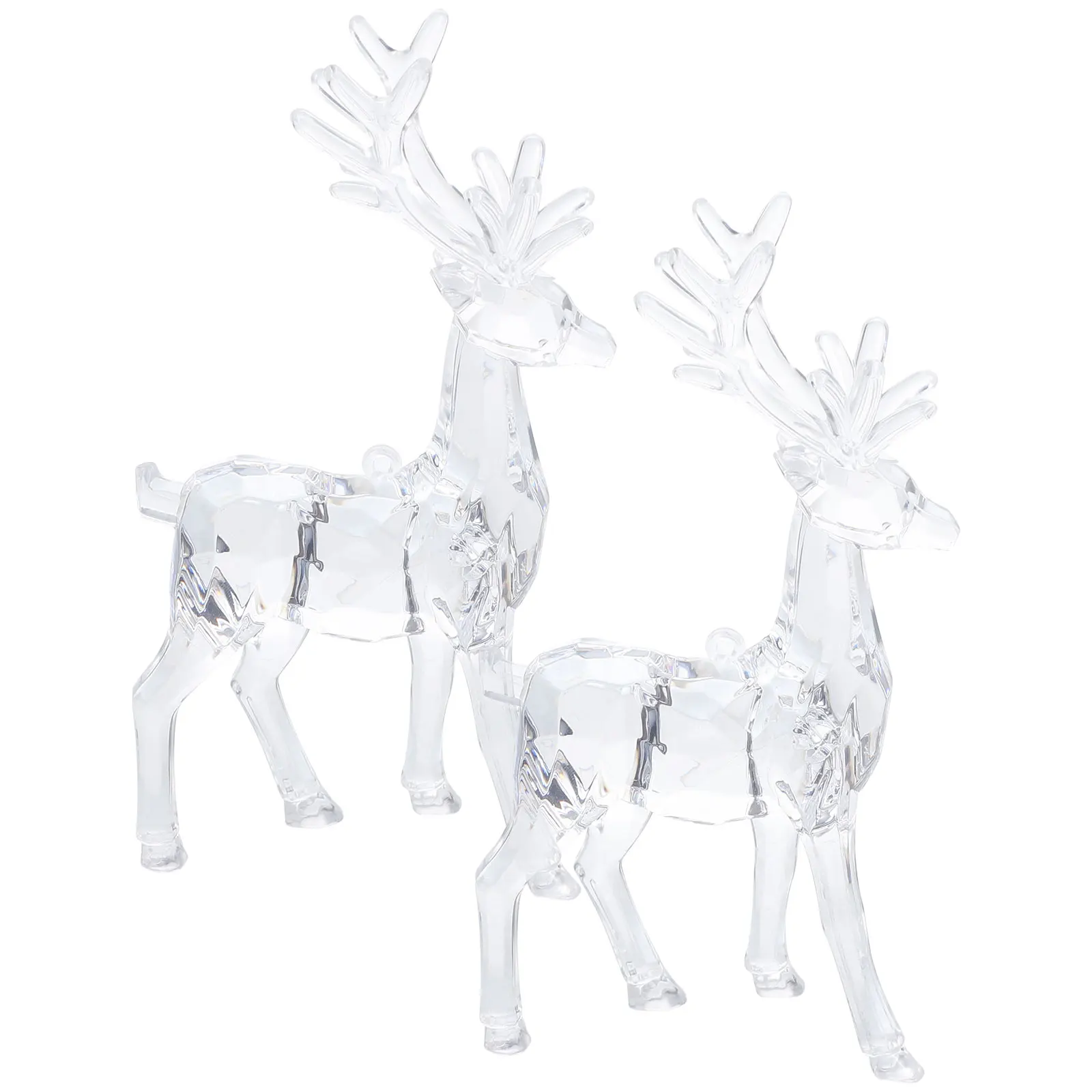 

2 Pcs Elk Ornaments Clear Christmas s Acrylic Statues Office Decor Ordiements