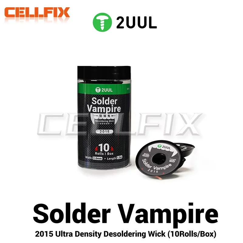 

2UUL Solder Vampire 2015 Ultra Density Desoldering Wick 2.0mm 1.5m 10 Pcs Fast Tin Removal for PCB Motherboard Soldering Repair