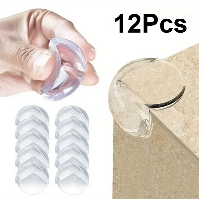 12PCS of Silicone Table Corner Protective Pads - Thick Safety Pads for Glass Coffee Tables, No Latex Furniture Protective Cover