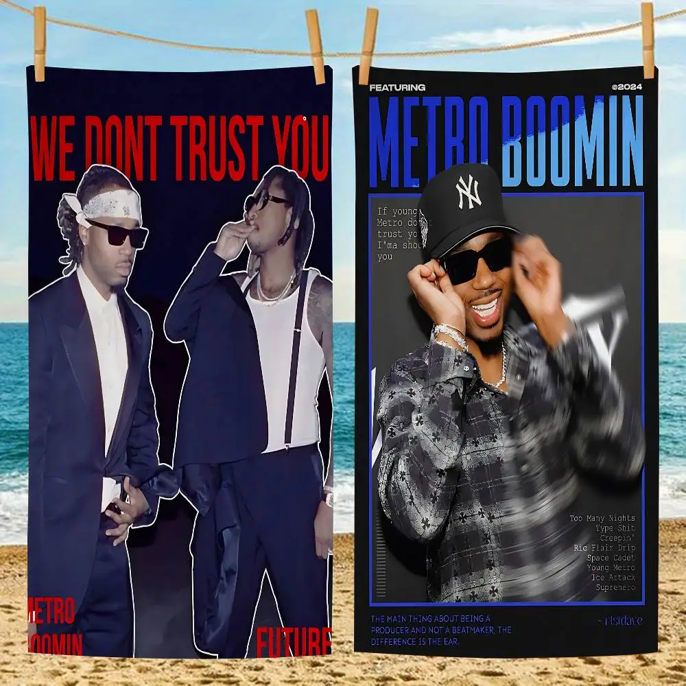 Popular Hip-Hop M-Metro B-Boomin Microfiber Blanket Quick Drying Beach Towels Oversized Printing Super Absorbent Pool Towel