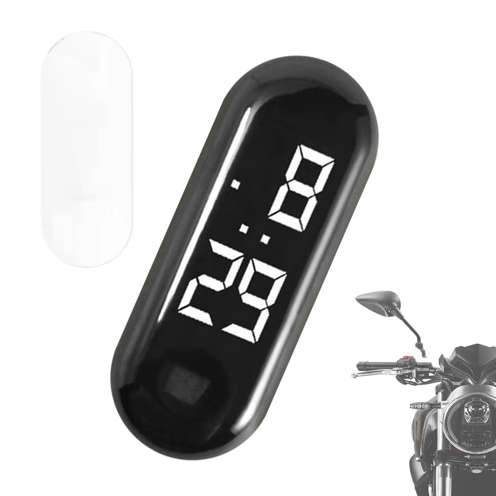 Waterproof Luminous Motorcycle Digital Clock Stickable Dashboard Car Time Display with Adhesive for Motorbike Scooter Accessory