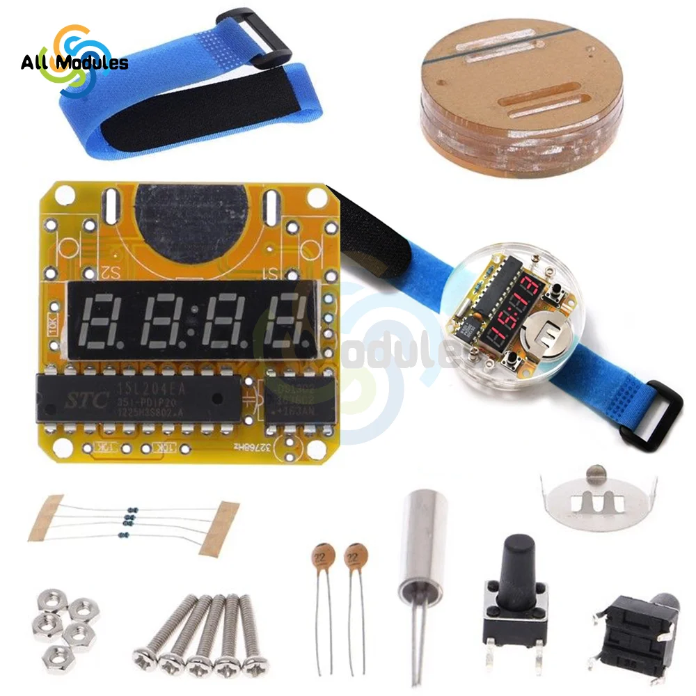 Smart Electronic Single Chip Microcomputer DC 3V LED Digital Watch Electronic Clock DIY Kit With Transparent Cover DIY Kit