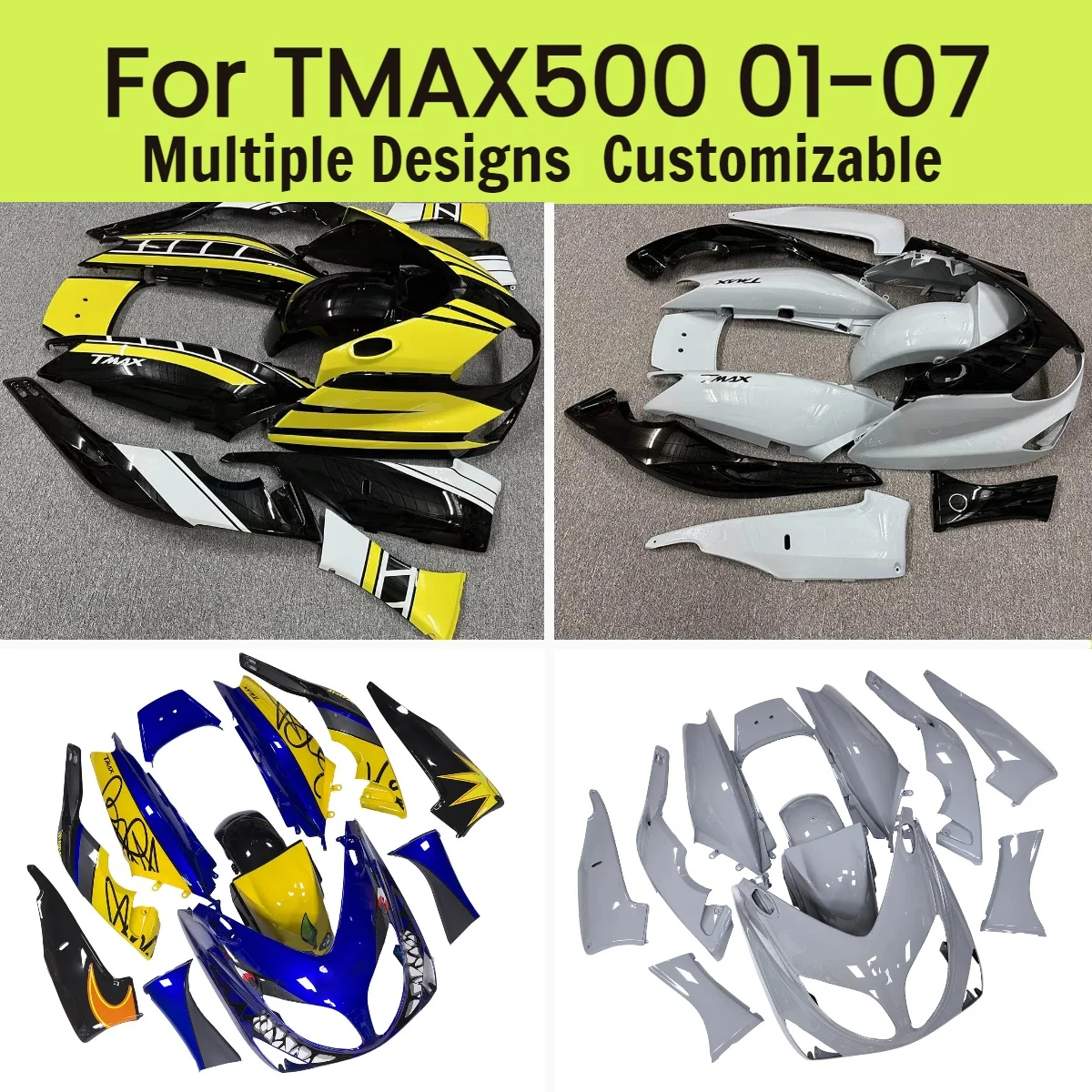 

Комплект обтекателей для мотоцикла Yamaha TMAX500 2001-2007, новый стиль, для инжекторных моделей T-MAX500 01-07, неоригинальные обтекатели