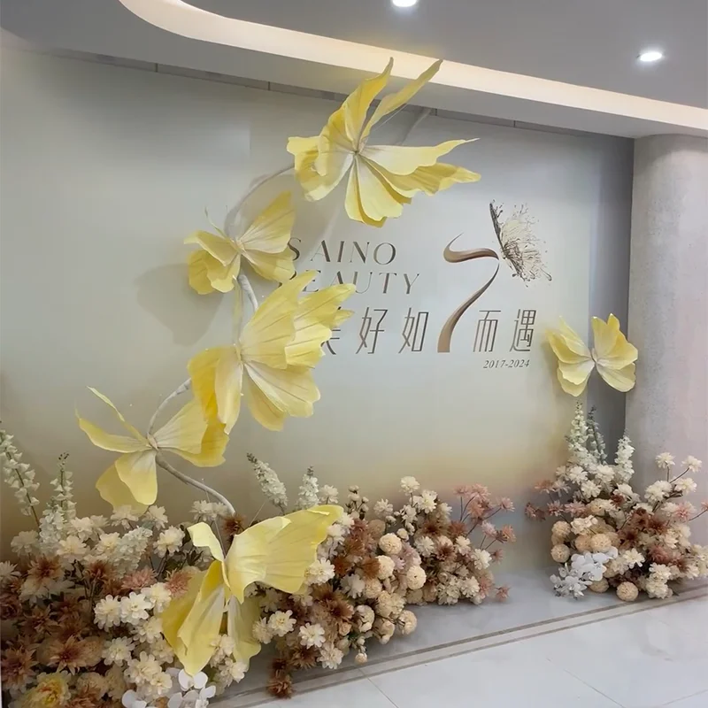 Handmade Artificial Paper Butterfly Paper Flower Wedding Road Guide Butterflies Party Backdrop Decor  Home Stage Window Layout
