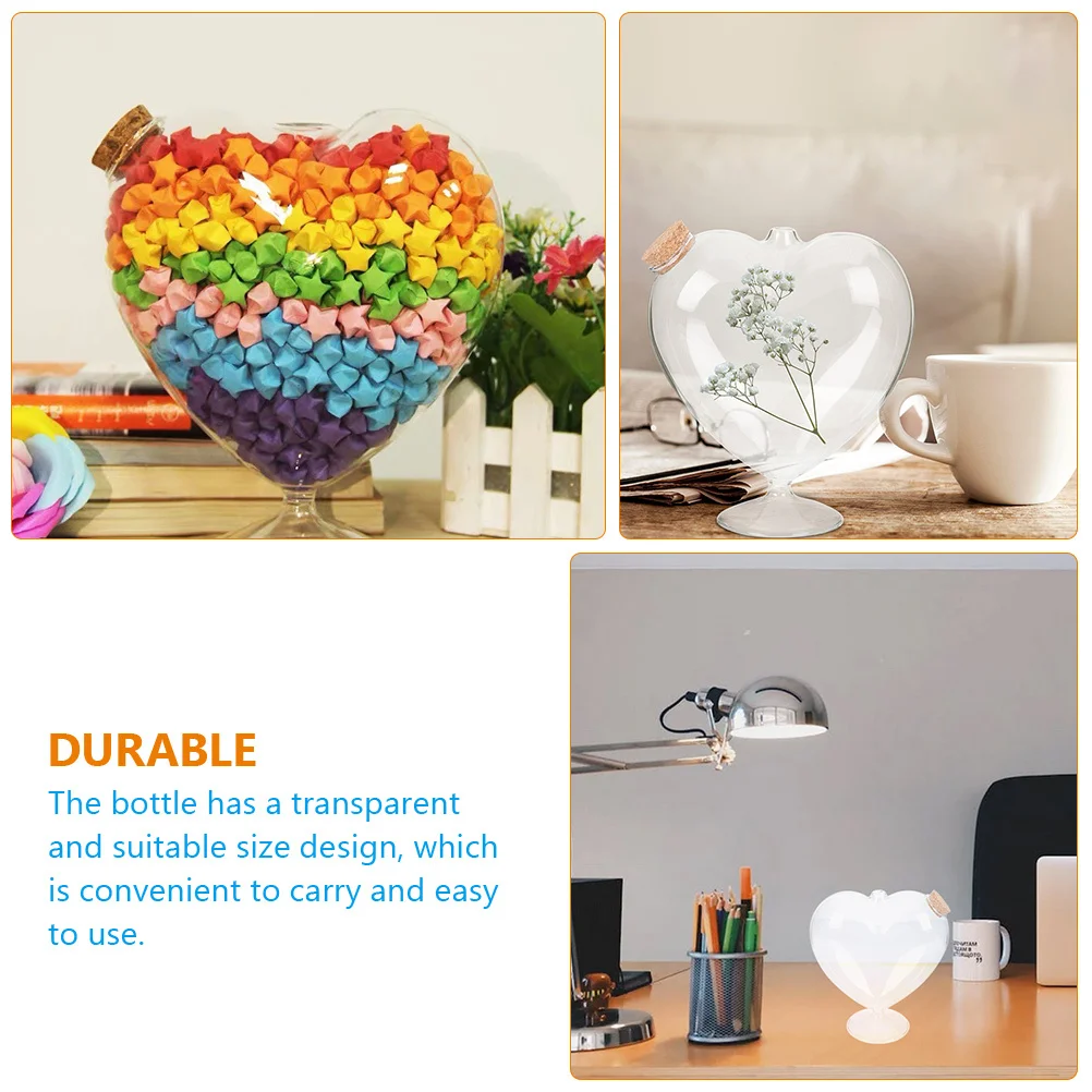 

Transparent Heart Shape Wishing Bottle Glass Jar With Cork Stopper For Diy Craft Storage Decorative Landscape Drift Bottle