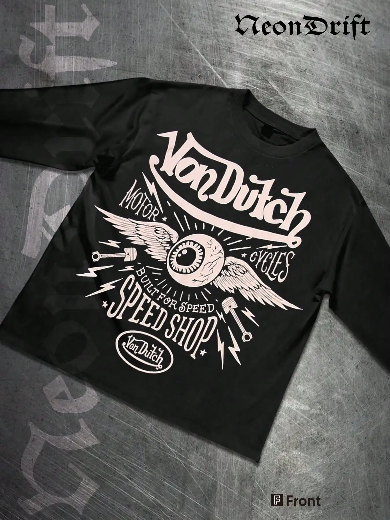 

Мужская футболка с длинным рукавом и принтом, хлопок 250 г, дизайн в стиле винтажного мотосалона, стандартный крой, уличный стиль