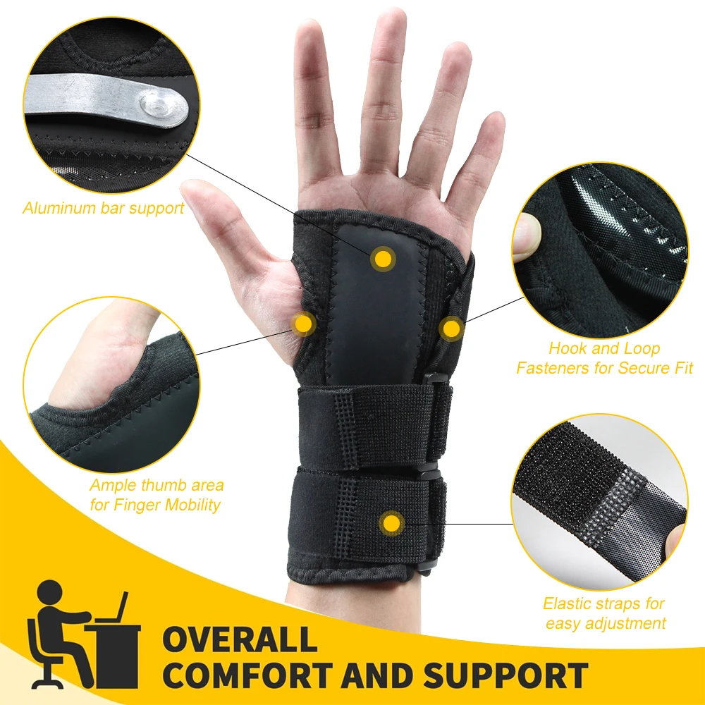 1PCS Carpal Tunnel Wrist Brace Night Support and Metal Splint Stabilizer  -  Arthritis Pain,Reduces Recovery Time for Men Women