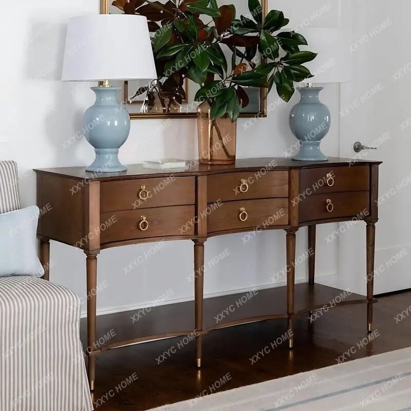

rural solid wood arc simple light luxury living room side cabinet antique chest cabinet