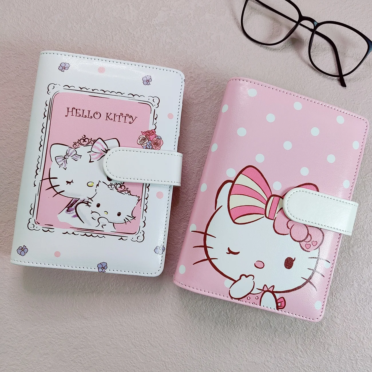 A6 Cute Cat 6 Ring Binder PU Clip-on Notebook Leather Loose Leaf Notebook Cover Notebooks Journal Kawaii Stationery