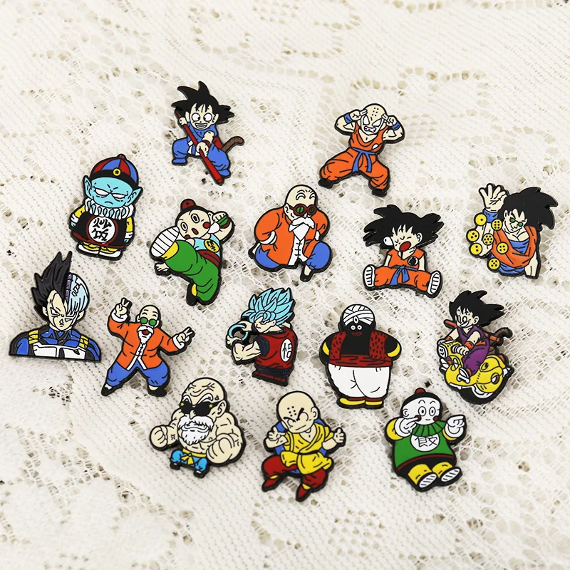 New 16 Style Dragon Ball Enamel Pin Anime Action Figure Badge SonGoku Master Roshi Piccolo Lapel Party Gift Jewelry Brooch