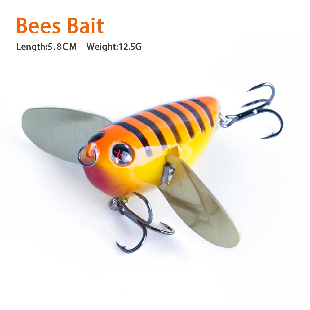 Hanlin 58mm 12.5g Simulation of Cicada Fishing Lures Popper Floating Hard Wobblers Bait Metal Blade Wings Artificial Lures