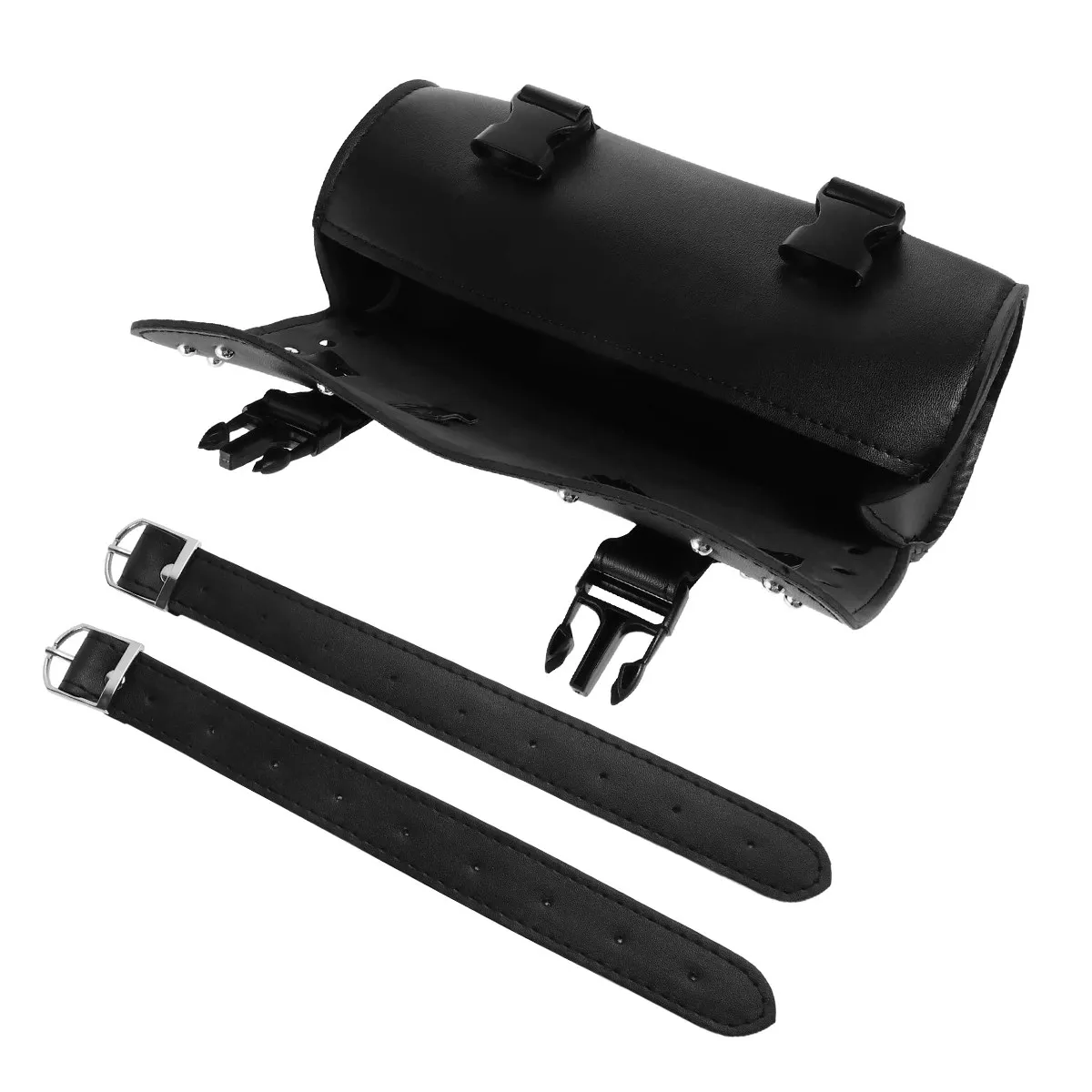Universal Barrel-Shaped Motorcycle Saddlebag PU Round Storage Bag for Easy Access Maximum Capacity Flexible Fit All