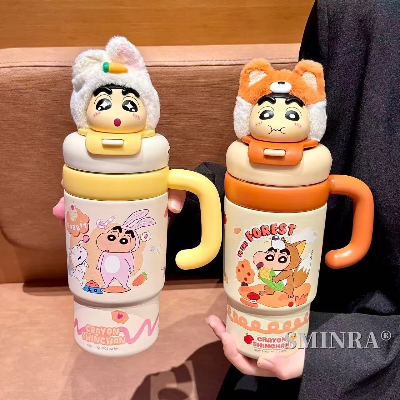 

New Crayon Shin-Chan Insulated Tumbler With Handle Large Capacity Tea Separation Straw Cup Cute School Cup Children Gift