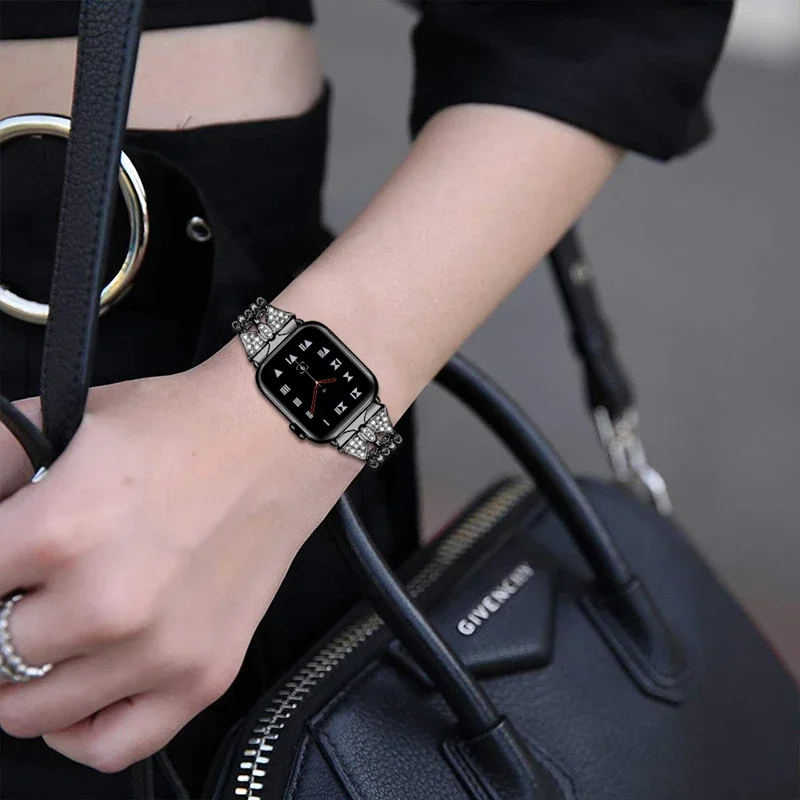 FF-15bd สำหรับสายคาด APPLE WATCH 38มม.-42มม. นาฬิกาผู้หญิงเครื่องประดับสร้อยข้อมือสแตนเลสสตีลเพชรส่องแสงเป็นประกายวิบวับสำหรับ iWatch 6 5 4 3 2