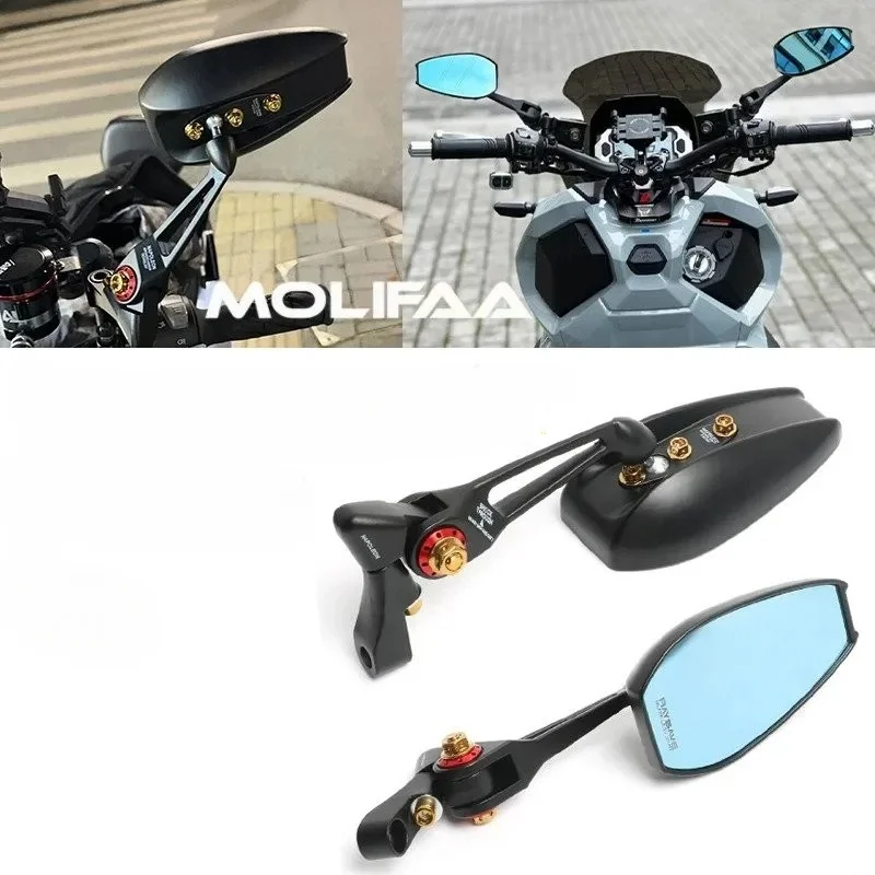 

For SYM Husky ADV 150 300 Motorcycle CNC Rearview Reflective Side Mirrors Blue Glass Reverse Rear View Mirrors Accessories