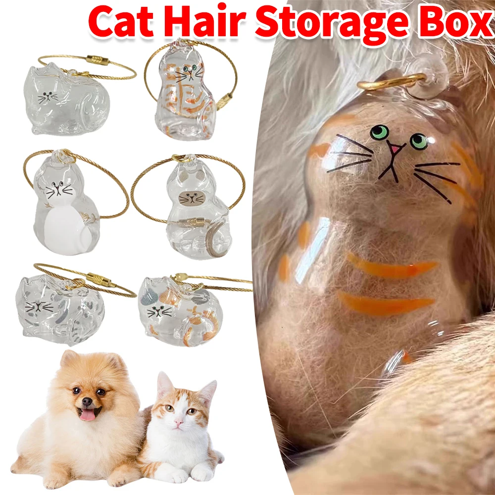 Lovely Cat Hair Collector Storage Keychain Transparent Dog Shape Memorial Pendant Handmade DIY Pet Souvenirs for Pet Lovers Gift